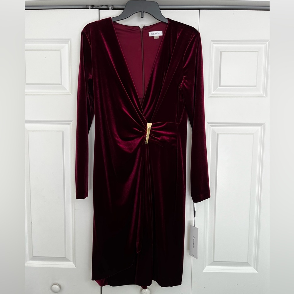 Calvin Klein Deep Red Velvet Dress
